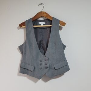 New York & Company Y2k Gray Plaid Double Breasted Vest
